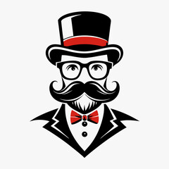 mustache and bow tie silhouette vector art illustration 