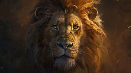 Fototapeta premium The proud Golden Lion, portrait illustration