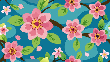 seamless pattern with pink flowers