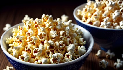 Close-up image of freshly popped popcorn, showcasing its light, fluffy texture and golden kernels