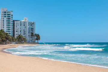 Beach and Condado Beach Coastline in San Juan, Puerto Rico