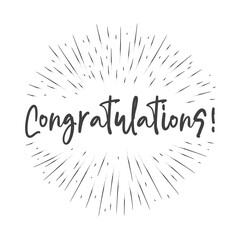 Congratulations handwritten lettering with star burst circle frame