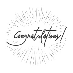 Congratulations handwritten lettering with star burst circle frame