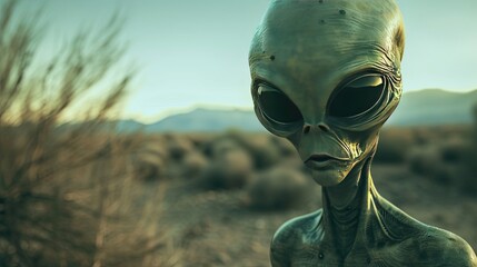 extraterrestrial green alien from outer space invading earth