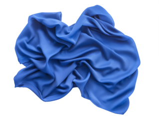 Blue  fabric material isolated, Blue blanket, Cotton fabric for clothing, Blue thick scarf