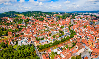 Bamberg old town aerial panoramic view