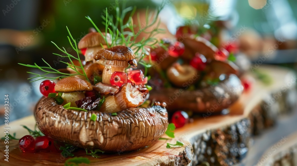 Aufkleber discovering hidden gems on the menu such as foraged mushrooms or wild berries adding to the taste an