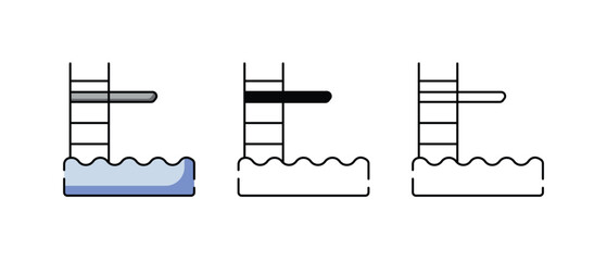 Diving Board Pool icons vector set stock illustration