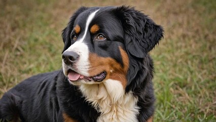 Graceful Bernese Mountain Dog in Monochrome Majesty