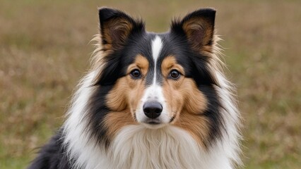 Fototapeta premium Graceful Shetland Sheepdog A Portrait in Monochrome