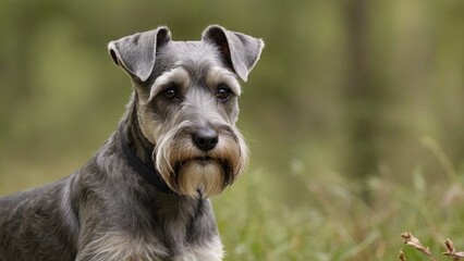 Adorable Miniature Schnauzer Playful Companion in Black and White