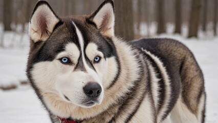 Obraz premium Majestic Siberian Husky Black and White Portrait