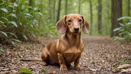 Adorable Dachshund Playful Canine Companion in Vintage Sepia Tones
