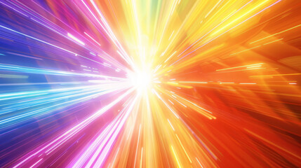 An illustration featuring multicolored sun rays radiating outwards, creating a vibrant and dynamic visual effect.