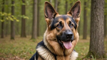 Graceful German Shepherd Majestic Canine in Monochrome