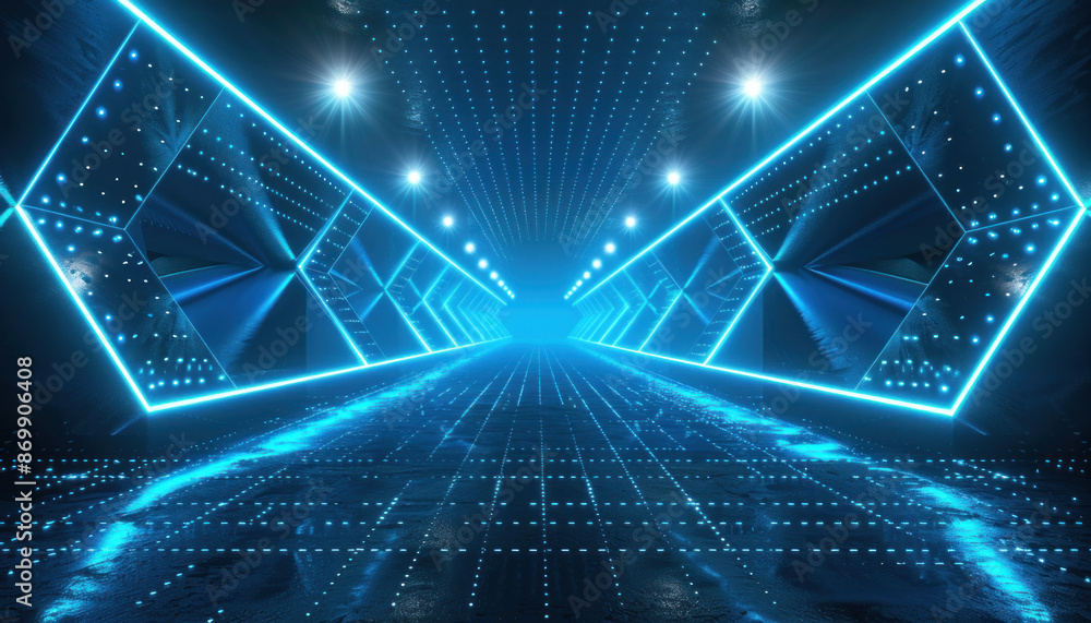 Aufkleber the tunnel looks futuristic with many lights creating a visually striking effect