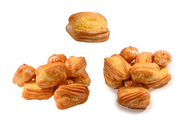 Sweet eclairs isolated on a white background.