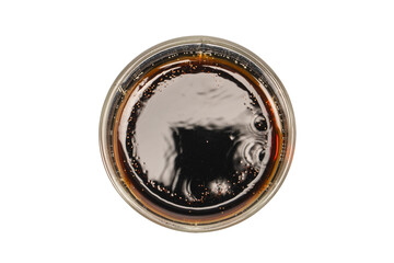 Cola soda in plastic cup isolated on white background.