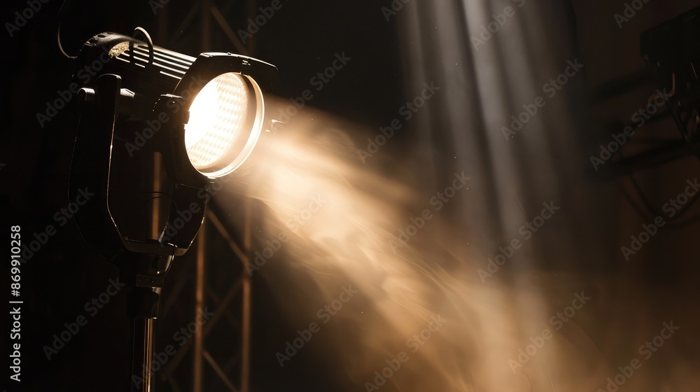 Poster a close-up of a spotlight casting a sharp beam on a stage
