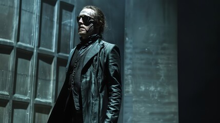 Naklejka premium A bass-baritone commanding the stage in an authoritative role in Don Giovanni