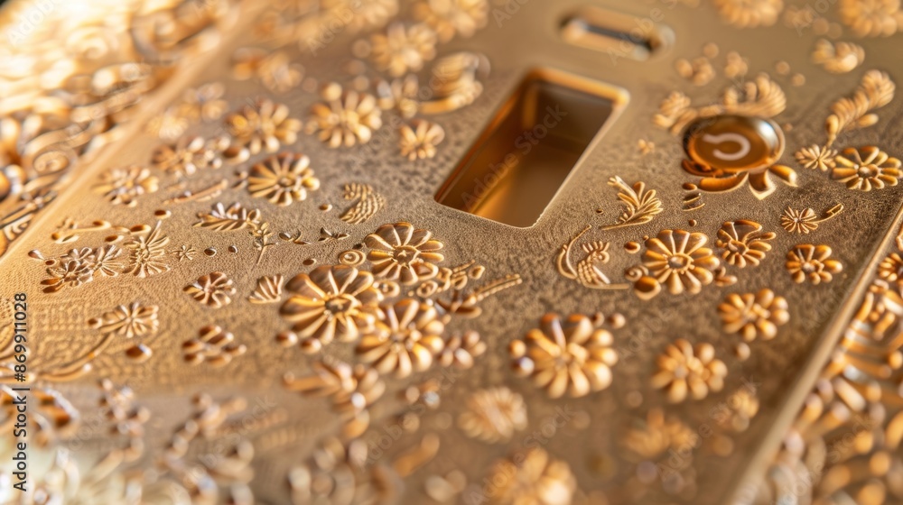 Poster an intricate design of a smart light switch featuring intricate patterns and a textured surface.