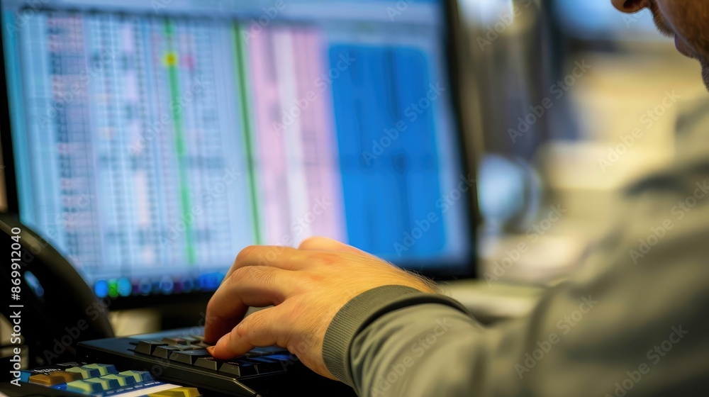 Poster a data analyst working on a complex spreadsheet, emphasizing analytical skills and business intellig