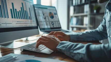 A data analyst working on a complex spreadsheet, emphasizing analytical skills and business intelligence