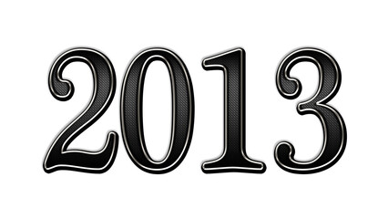 black metal 3d design of number 2013 on white background.
