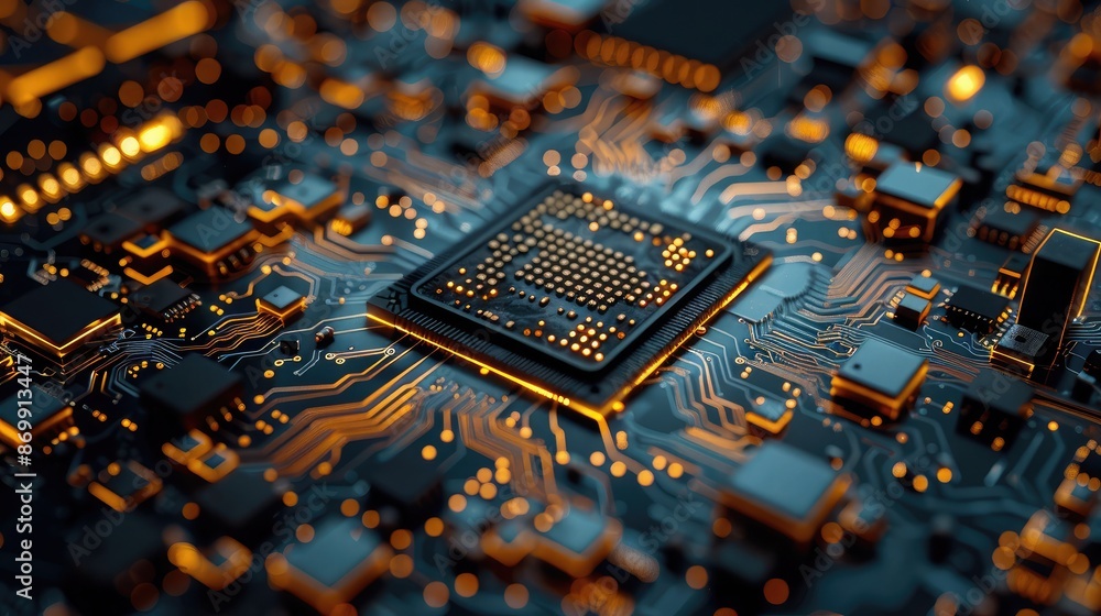 Aufkleber a macro shot of a microprocessor chip on a motherboard