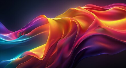 Abstract Colorful Fabric Waves Digital Art