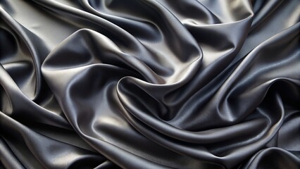 Black silk background flowing black cloth satin fabric