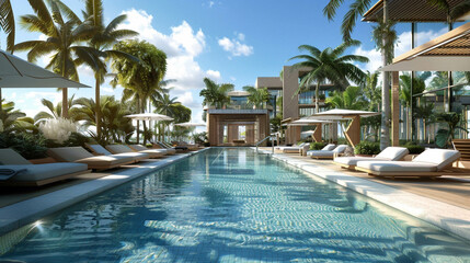 Obraz premium Swimming pool of a luxury hotel. Luxurious vacation