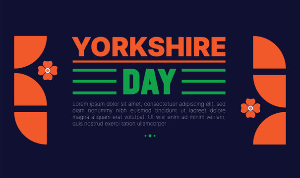 Happy Yorkshire Day, social media post, banner concept, suitable for sale, Great Britain, with White Rose of York - Powered by Adobe