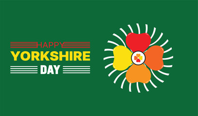 Happy Yorkshire Day, social media post, banner concept, suitable for sale, Great Britain, with White Rose of York