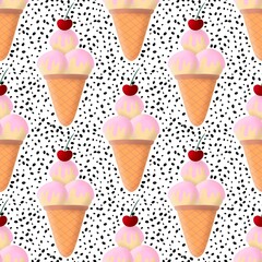 Summer cartoon print seamless ice cream pattern for wrapping paper and fabrics