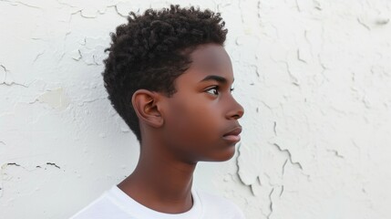 Portrait of Pensive Black Teenager in Minimalist Setting