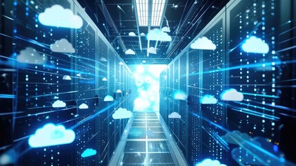 Virtual Cloudscape: High-Tech Server Room Concept