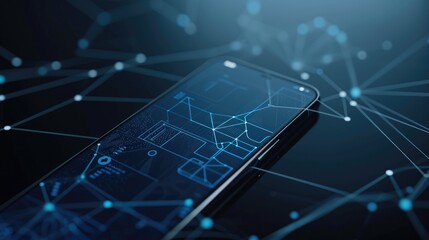 Technology concept: smartphone displaying digital connections