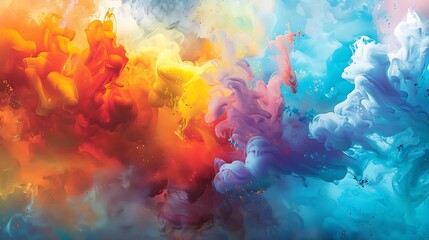 Fototapeta premium The canvas comes alive with a burst of color, as liquid joy explodes into a kaleidoscope of vibrant hues, inviting the imagination to embark on a journey of creativity.