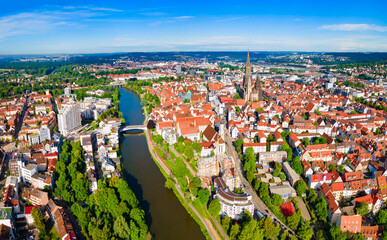 Obraz premium Ulm Minster aerial panoramic view, Germany
