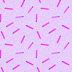 Cartoon pencil seamless school pattern for wrapping paper and fabrics and linens