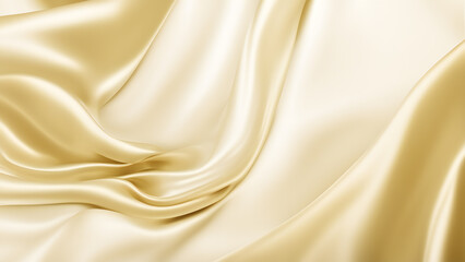 Fototapeta premium A gold colored fabric with a pattern that is flowing