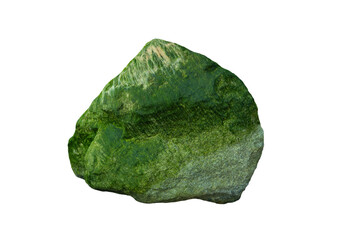 green moss on rock isolated on white background