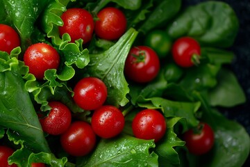 Green salad from leaves and tomatoes Generative AI