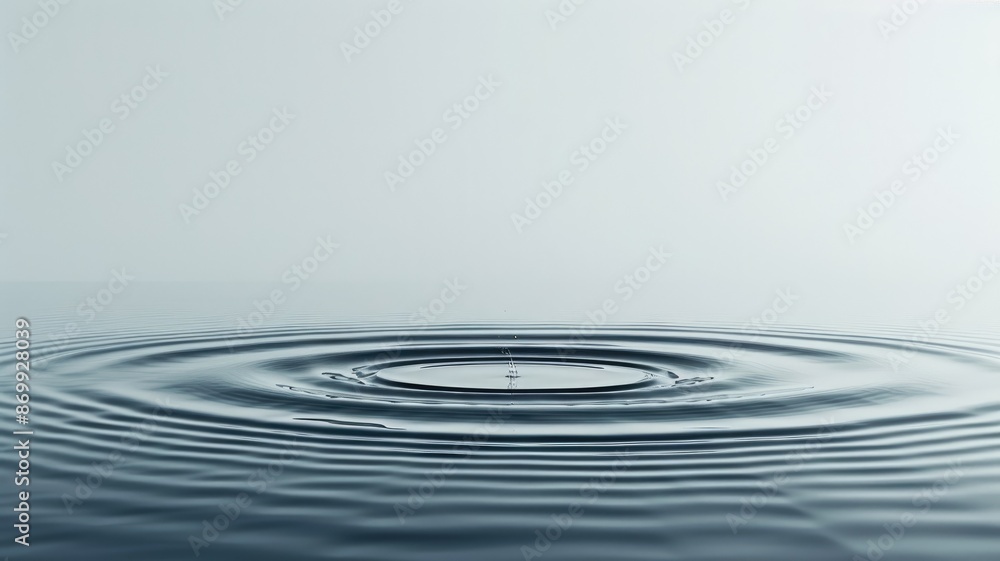 Poster ripples spread on still water surface creating concentric circles