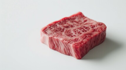 Raw Marbled Beef Steak on White Background