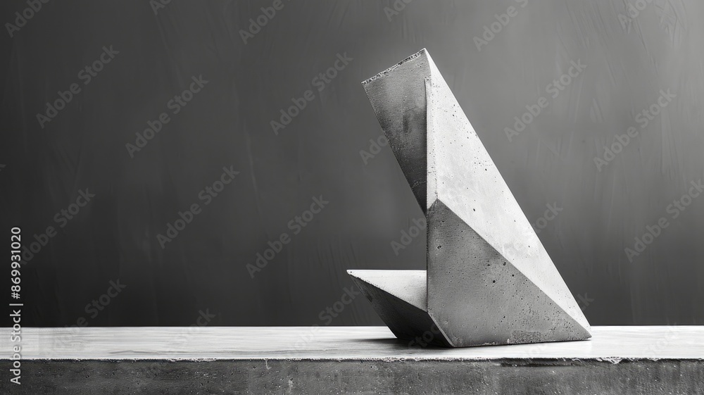Poster abstract geometric concrete sculpture on smooth surface with dark background modern and minimalist a