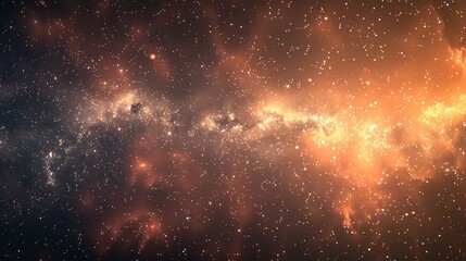 Naklejka premium Cosmic Nebula in Orange Hues