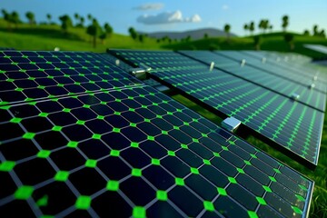 Solar Panels in Modern Farm Highlighting Renewable Energy and Sustainable Agriculture