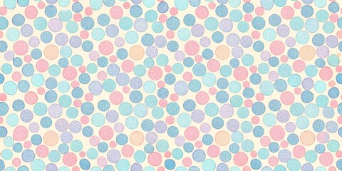 Generative ai. pastel polka dot pattern, soft pastel colors, seamless design, light pink, baby blue, soft peach, light green, vintage feel, delicate texture, soothing aesthetic, decorative background
